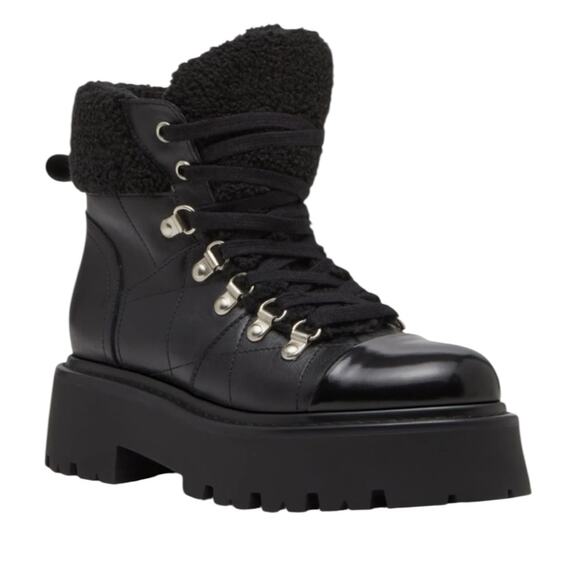 NWOT Steve Madden Black Faux Fur Reyen Booties - Sz 8 - Picture 1 of 9